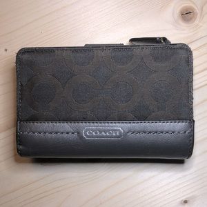 Coach GUC monogram leather and canvas  Zip wallet with side snap